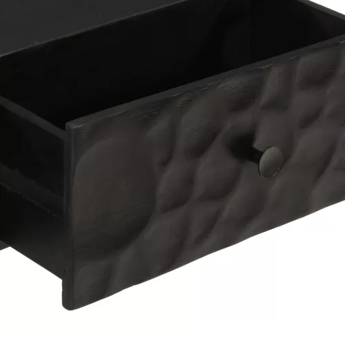 Fekete tömör mangófa és vas tálalóasztal 90 x 30 x 76 cm