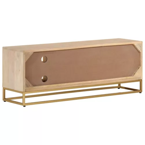 Tömör mangófa és vas TV-szekrény 110 x 30 x 40 cm
