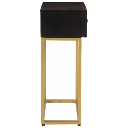 Fekete tömör mangófa és vas tálalóasztal 90 x 30 x 76 cm