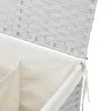 Fehér polyrattan szennyeskosár 2 rekesszel 53x33x57 cm