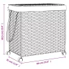 Sötétbarna rattan szennyeskosár kerekekkel 60x35x60,5 cm