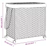 Szürke rattan szennyeskosár kerekekkel 60x35x60,5 cm