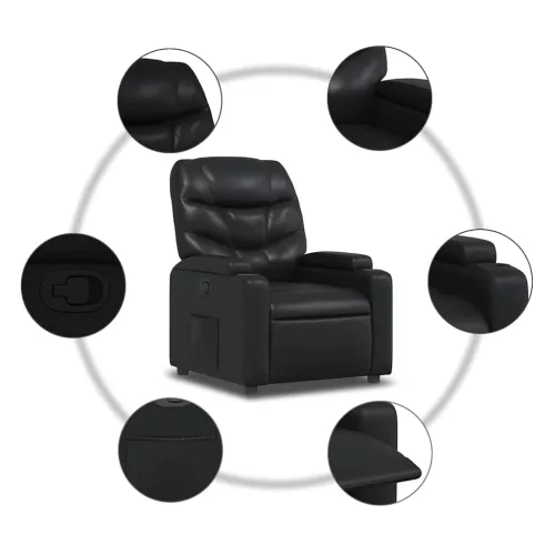 Fekete műbőr relaxfotel