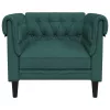 Sötétzöld szövet Chesterfield kanapé
