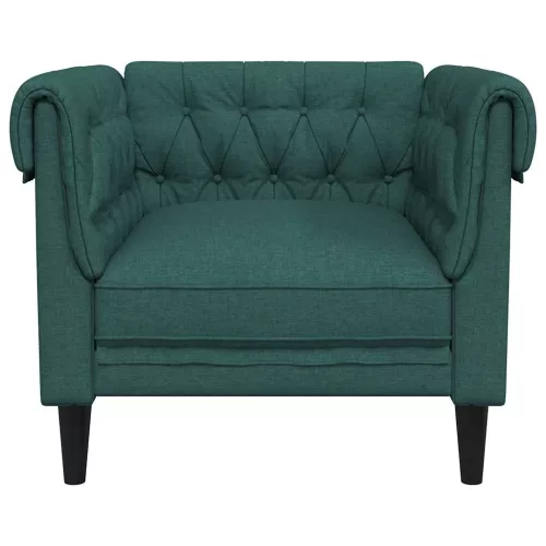Sötétzöld szövet Chesterfield kanapé