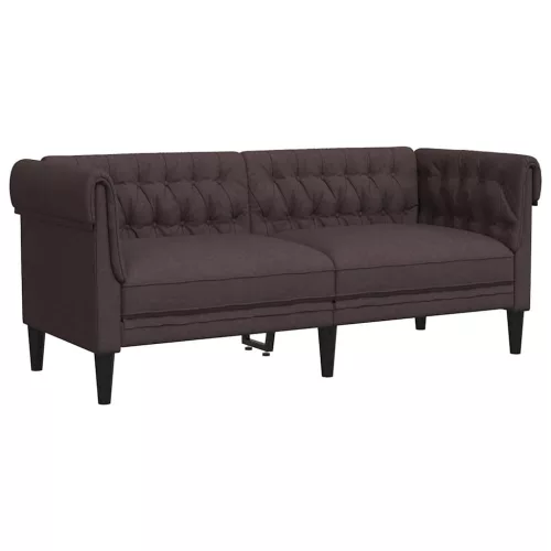 Sötétbarna 2 személyes szövet Chesterfield kanapé