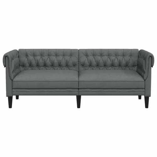 Sötétszürke 3 személyes szövet Chesterfield kanapé