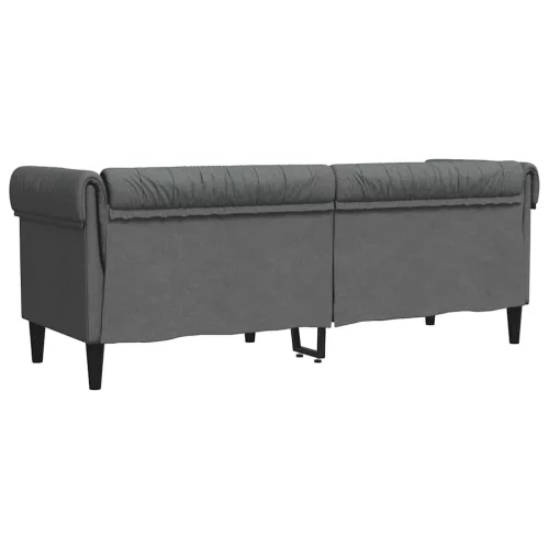 Sötétszürke 3 személyes szövet Chesterfield kanapé