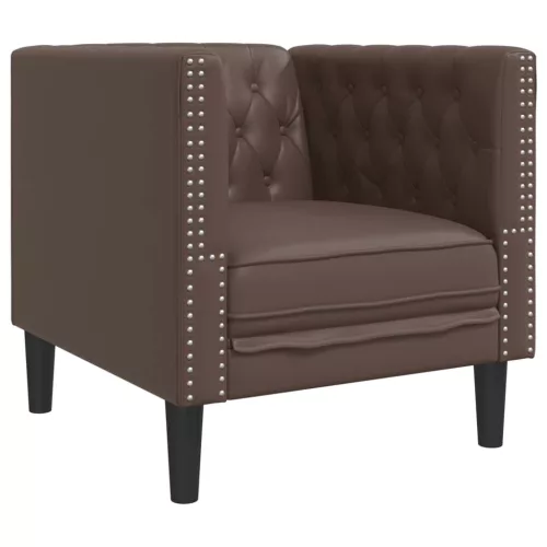 Barna műbőr Chesterfield kanapéfotel