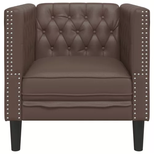 Barna műbőr Chesterfield kanapéfotel