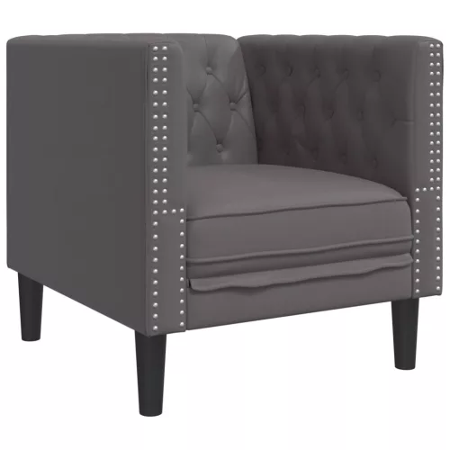 Szürke műbőr Chesterfield kanapéfotel