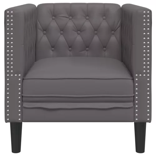 Szürke műbőr Chesterfield kanapéfotel