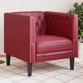 Bordó műbőr Chesterfield kanapéfotel