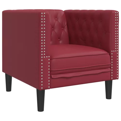 Bordó műbőr Chesterfield kanapéfotel