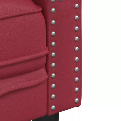Bordó műbőr Chesterfield kanapéfotel