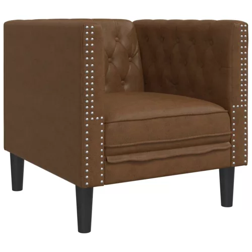 Barna művelúr Chesterfield kanapéfotel