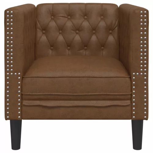 Barna művelúr Chesterfield kanapéfotel