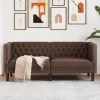 2 személyes barna műbőr Chesterfield kanapé