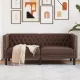 2 személyes barna műbőr Chesterfield kanapé