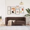 2 személyes barna műbőr Chesterfield kanapé