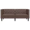 2 személyes barna műbőr Chesterfield kanapé