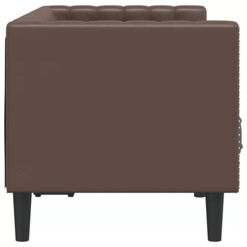 2 személyes barna műbőr Chesterfield kanapé