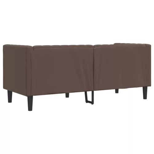 2 személyes barna műbőr Chesterfield kanapé
