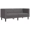 2 személyes szürke műbőr Chesterfield kanapé