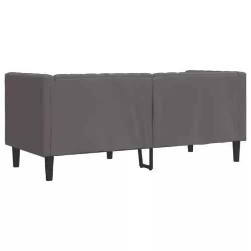 2 személyes szürke műbőr Chesterfield kanapé