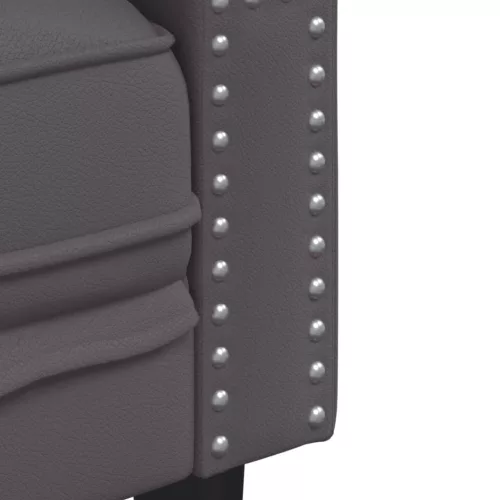 2 személyes szürke műbőr Chesterfield kanapé