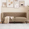 Kétszemélyes kávészínű műbőr Chesterfield kanapé