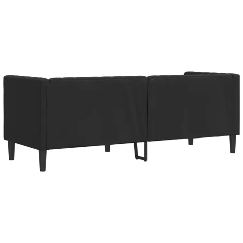 3 személyes fekete műbőr Chesterfield kanapé