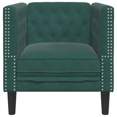 Sötétzöld bársony Chesterfield kanapéfotel
