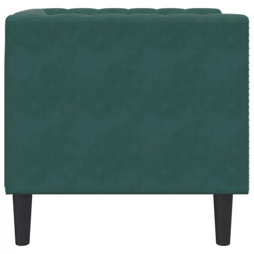 Sötétzöld bársony Chesterfield kanapéfotel