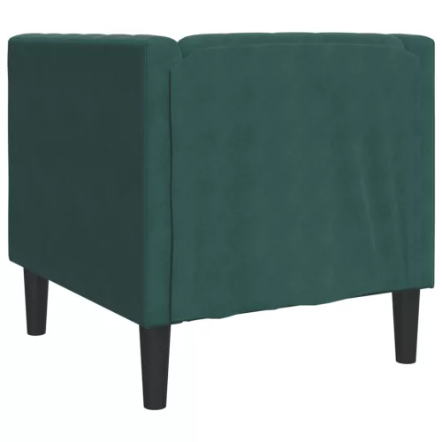 Sötétzöld bársony Chesterfield kanapéfotel