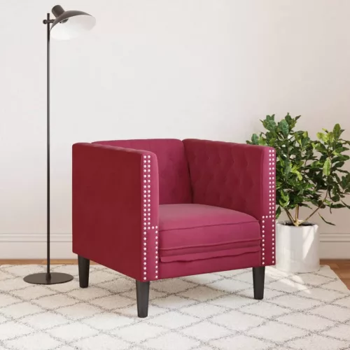 Bordó bársony Chesterfield kanapéfotel
