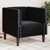 Fekete bársony Chesterfield kanapéfotel