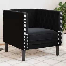 Fekete bársony Chesterfield kanapéfotel
