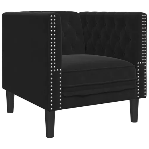 Fekete bársony Chesterfield kanapéfotel