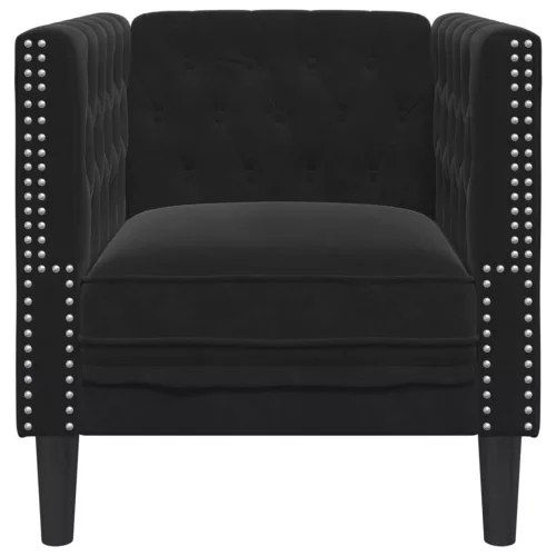Fekete bársony Chesterfield kanapéfotel