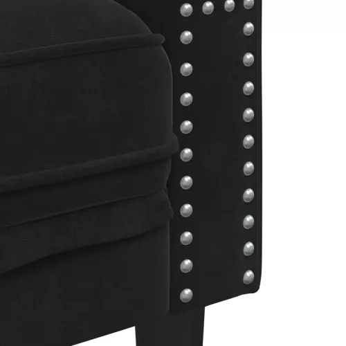 Fekete bársony Chesterfield kanapéfotel