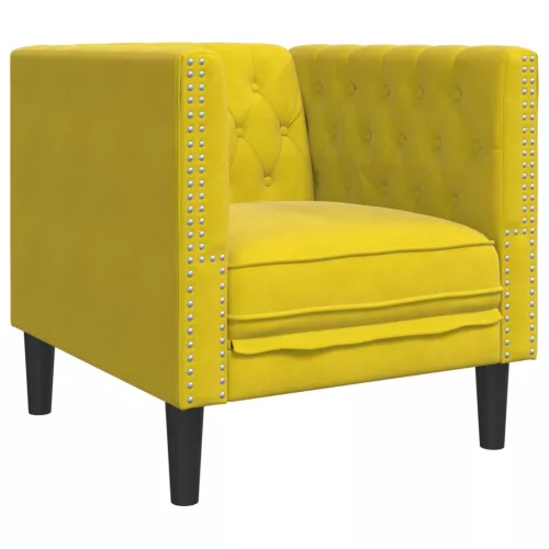 Sárga bársony Chesterfield kanapéfotel