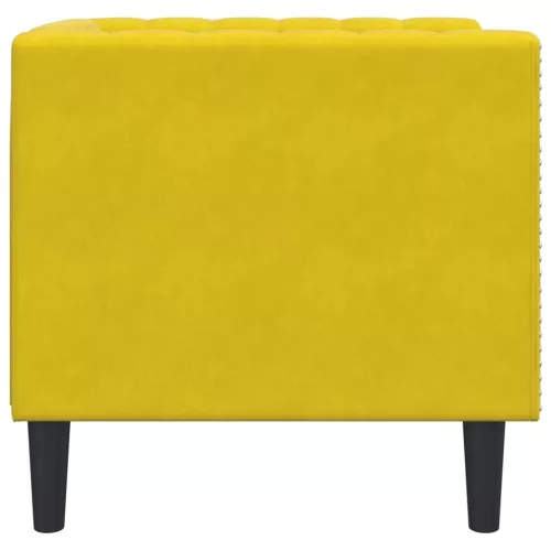 Sárga bársony Chesterfield kanapéfotel
