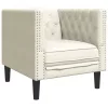 Krémszínű bársony Chesterfield kanapéfotel