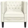 Krémszínű bársony Chesterfield kanapéfotel