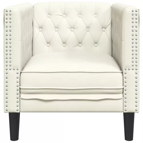 Krémszínű bársony Chesterfield kanapéfotel