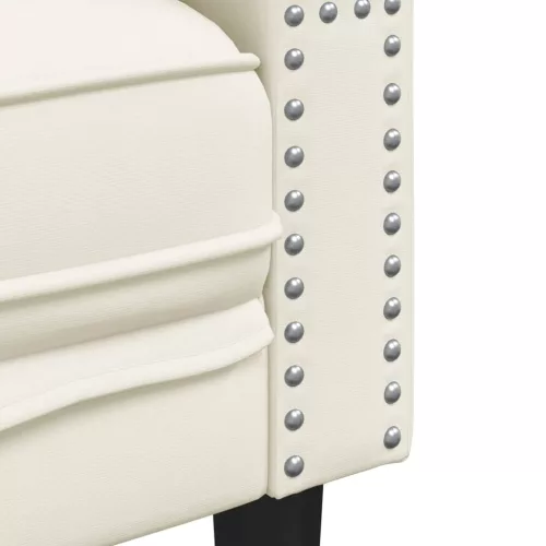 Krémszínű bársony Chesterfield kanapéfotel