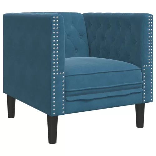 Kék bársony Chesterfield kanapéfotel