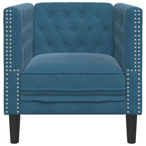 Kék bársony Chesterfield kanapéfotel