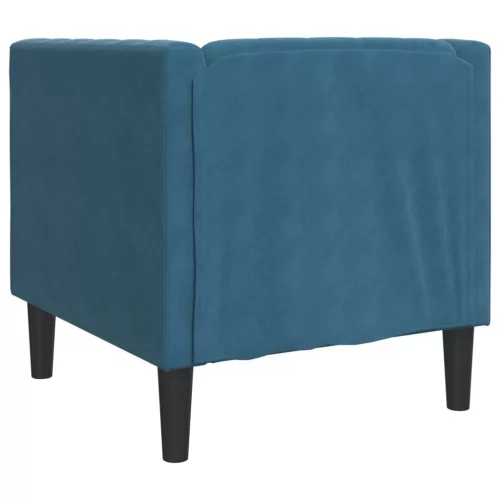 Kék bársony Chesterfield kanapéfotel